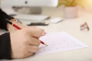 Student Taking Multiple Choice Test